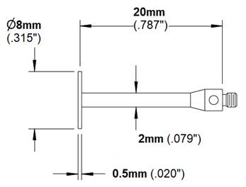 Height Gauge CMM Probe Stylus Adapter M3 Thread 8mm Shank 54mm Length 226118